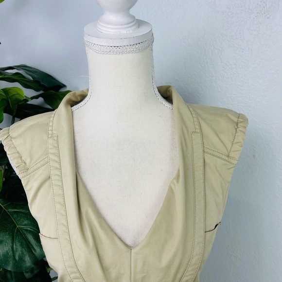 MaxMara Khaki V Neck Collar Shirt Sheath Pencil Midi Dress - Picture 2 of 8